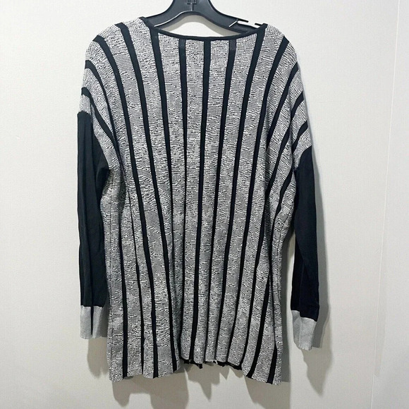 Angel Women Black Gray Striped Sweater M Cotton Long Sleeve Tunic Warm Lagenlook - Picture 6 of 7